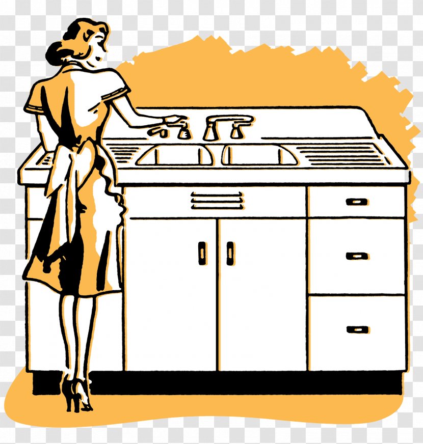 Dishwashing Drawing Tableware Clip Art - Kitchen Cabinet Comics Transparent PNG