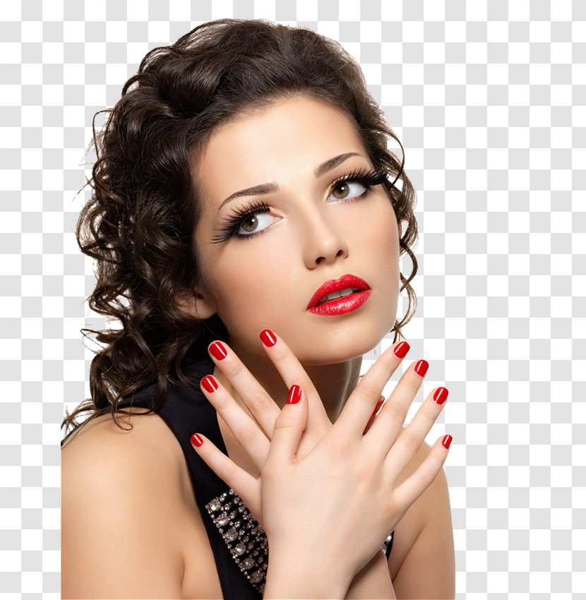 Beauty Parlour Eyelash Extensions Manicure Nail - Long Hair - Painted Polish Transparent PNG