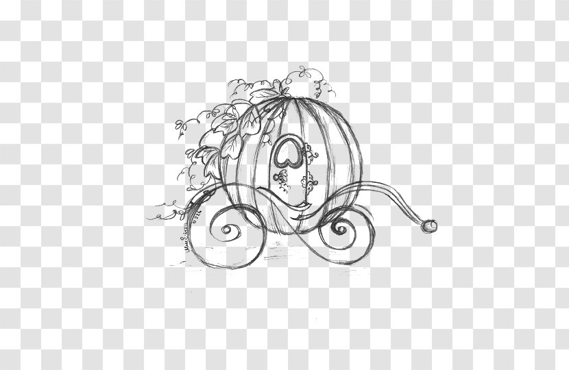 Cinderella Carriage Drawing Pumpkin Sketch - Disney Princess - Cartoon Transparent PNG