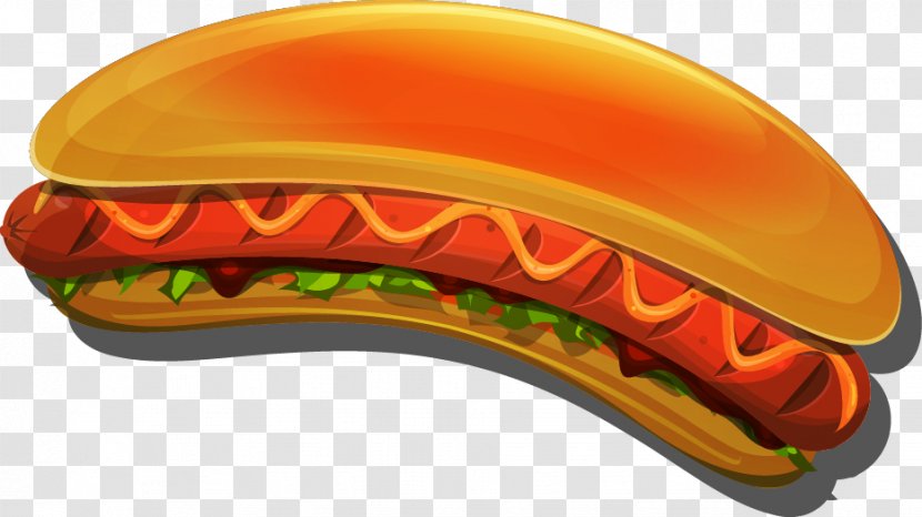Nathan's Hot Dog Eating Contest Sausage Hamburger Fast Food - Cartoon Vector Hotdog Bread Transparent PNG