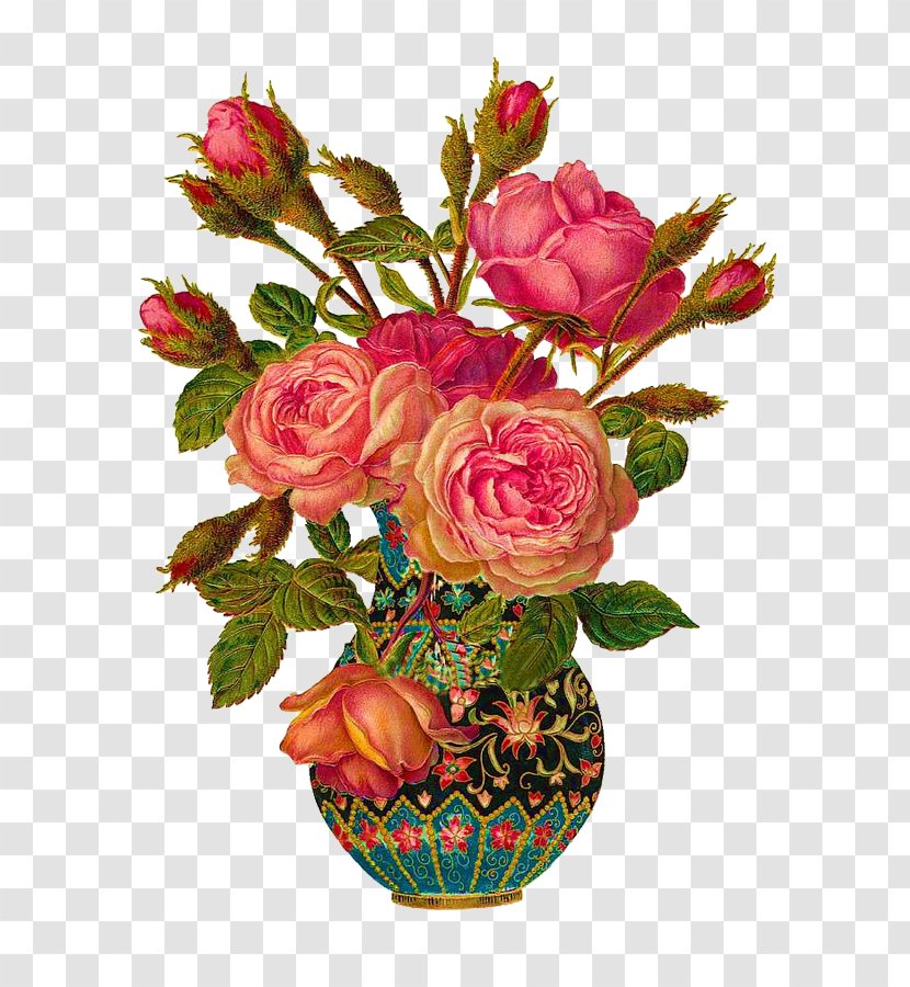 Flower Bouquet Garden Roses Cabbage Rose Clip Art - Vase Transparent PNG