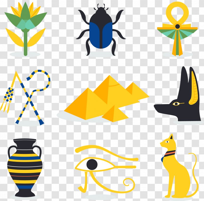 Egyptian Pyramids Ancient Egypt Language Culture - Yellow - Vector Hand Painted Elements Transparent PNG