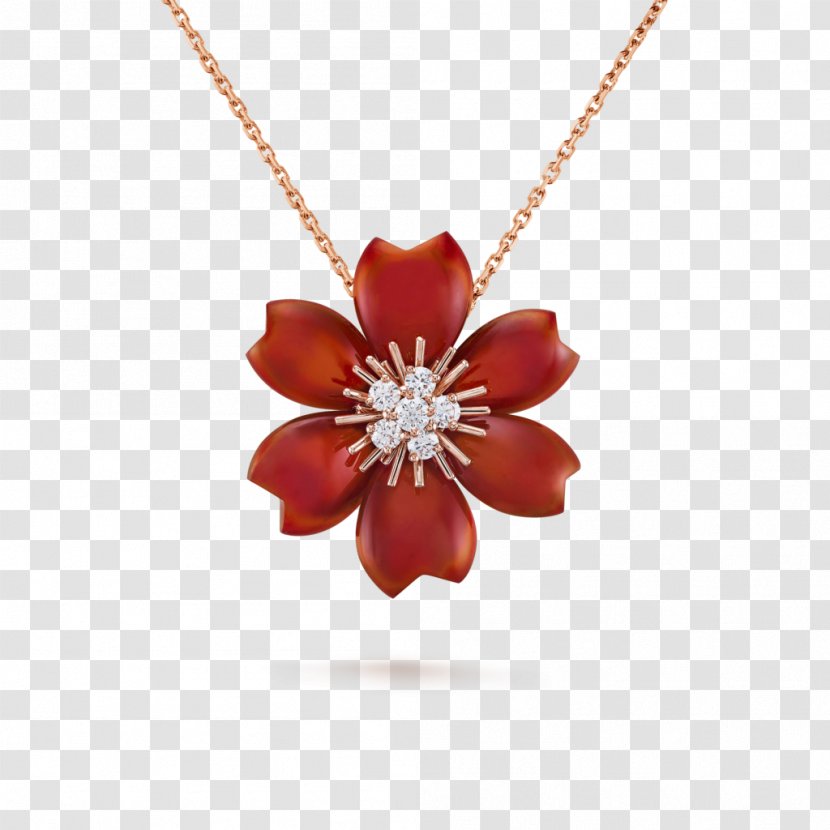 Van Cleef & Arpels Charms Pendants Ruby Necklace Jewellery - Model Transparent PNG