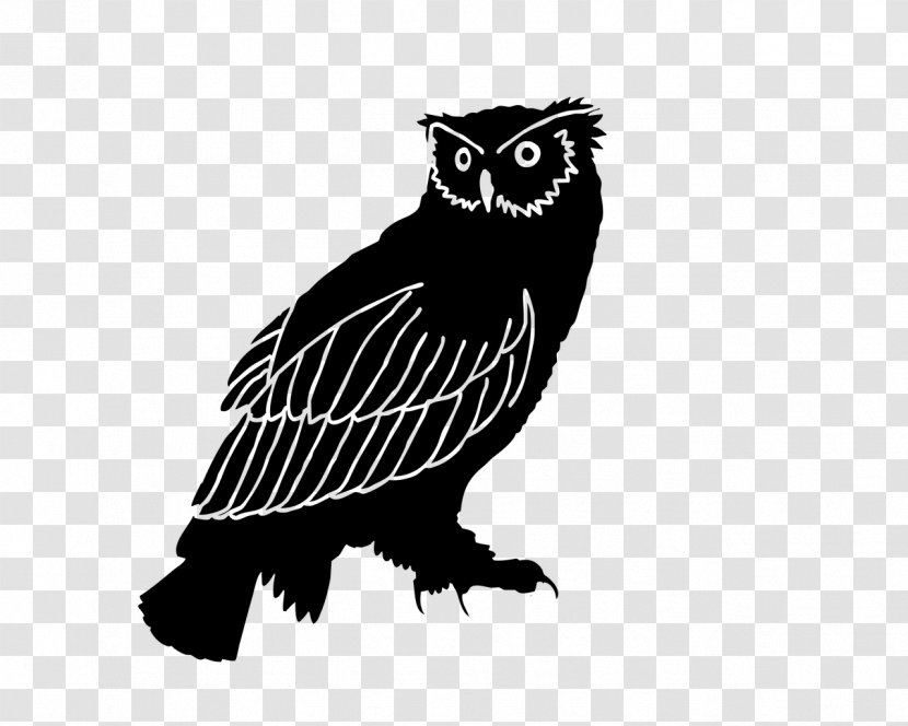Owl Silhouette Bird Black And White Clip Art - Wing Transparent PNG