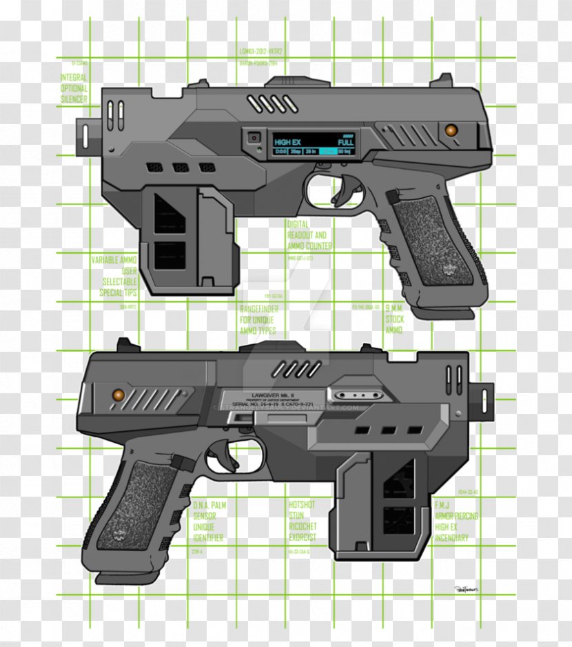 Judge Dredd Weapon YouTube Gun Lawgiver - Handgun Transparent PNG