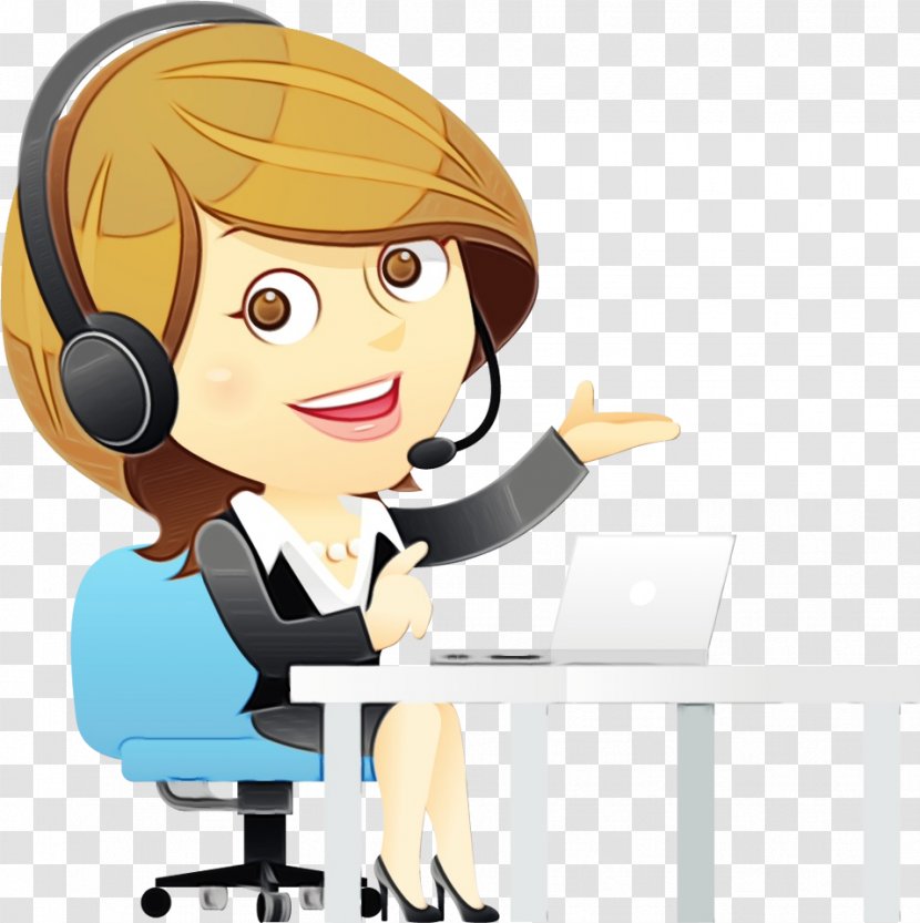Cartoon Job Call Centre Employment Telephone Operator - Whitecollar Worker Secretary Transparent PNG