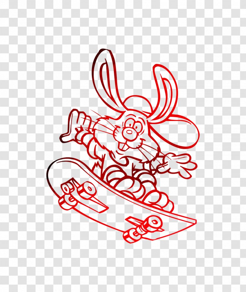 Coloring Book Knuffle Bunny Skateboarding Image - Ausmalbild - Red Transparent PNG