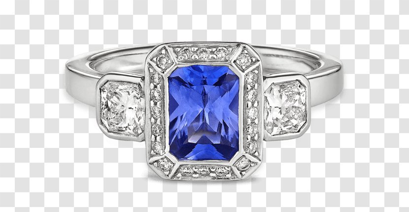 Sapphire Engagement Ring Gemstone Diamond - Halo Transparent PNG