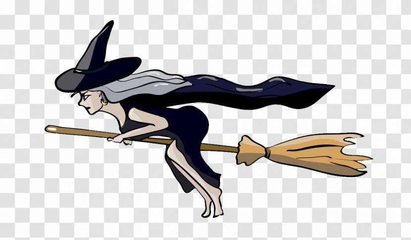 Cartoon Witchcraft Boszorkxe1ny Broom - Witch Riding A Transparent PNG