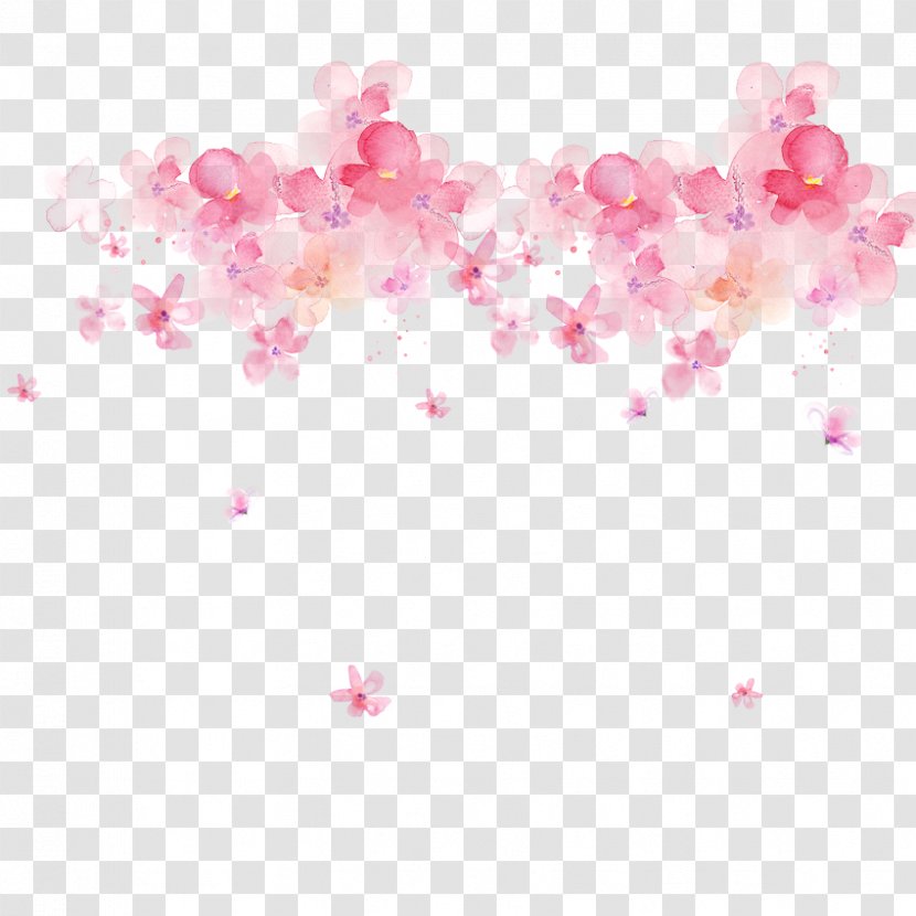 Watercolor Painting Download Transparency And Translucency - Pink Flowers Transparent PNG