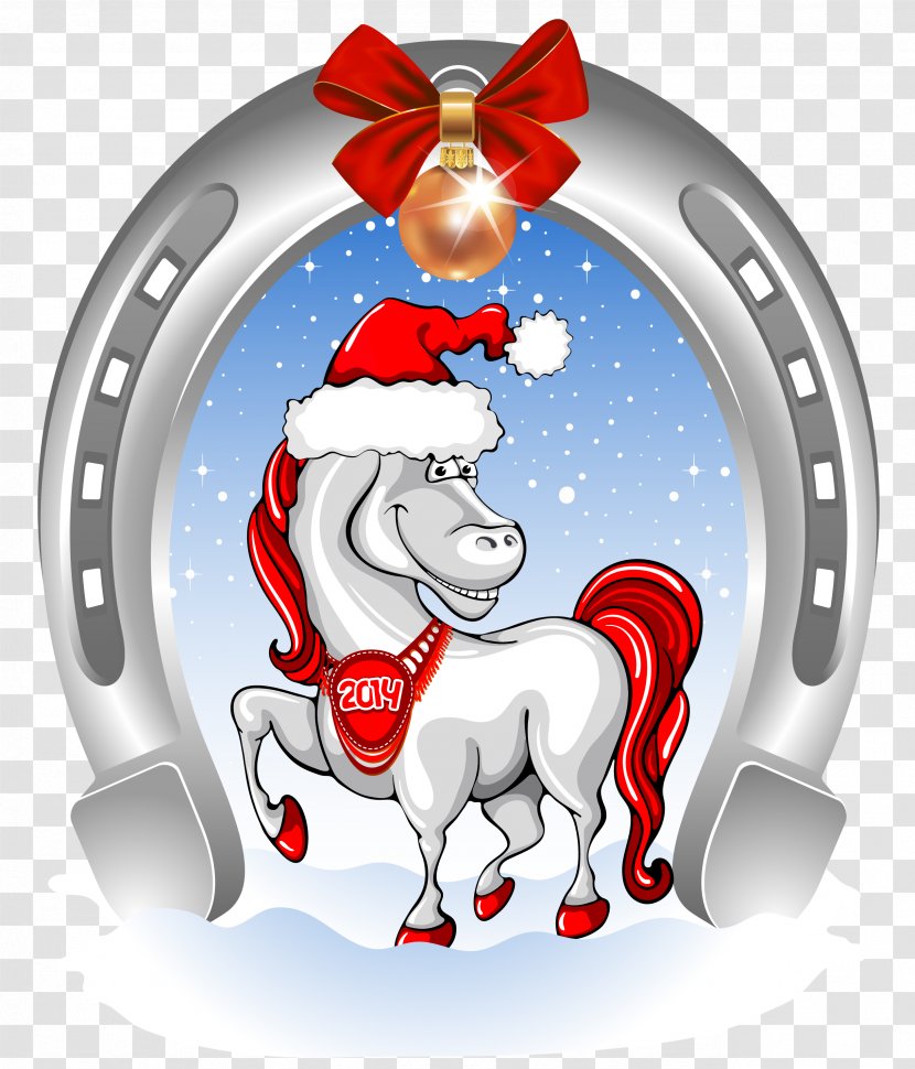 Horse Santa Claus Christmas Clip Art - Decoration - Cartoon Transparent PNG