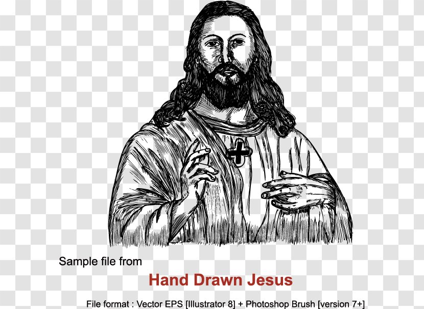 Jesus Praying Hands Drawing Cross - Sketch Transparent PNG