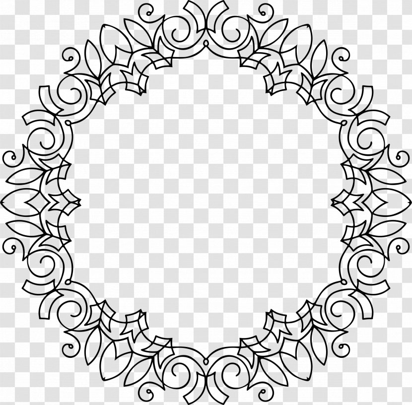 Ornament Clip Art - Monochrome - Continental Circular Border Ornamentation Transparent PNG