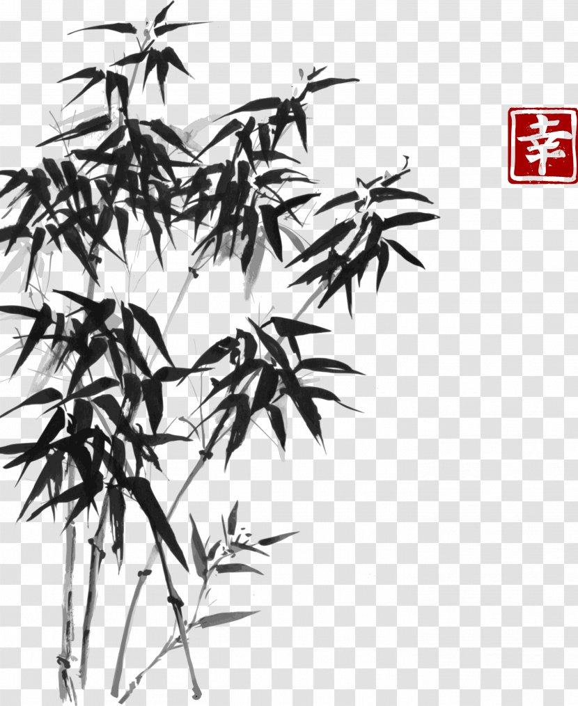Bamboo Painting Ink Wash Drawing - Flora - Vector Hand-painted Chinese Style Transparent PNG