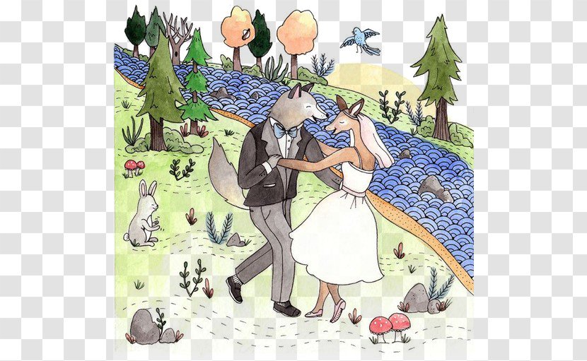 Wedding Invitation A Midsummer Nights Dream Illustration - Cartoon - Fox Transparent PNG