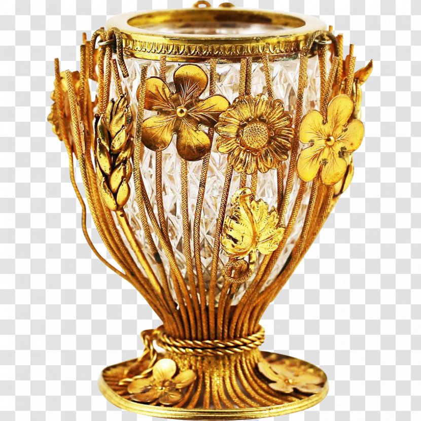 Lead Glass Vase Moser Johann Loetz Witwe - Gilding - Gold Floral Transparent PNG
