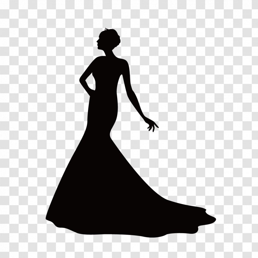 Silhouette Dress Illustration Vector Graphics Wedding - Cartoon Transparent PNG