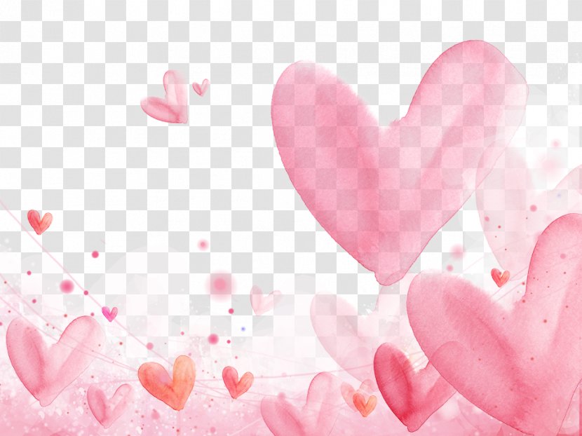 Romance Falling In Love Watercolor Painting Heart - Valentine S Day - Floating Hearts Background Transparent PNG