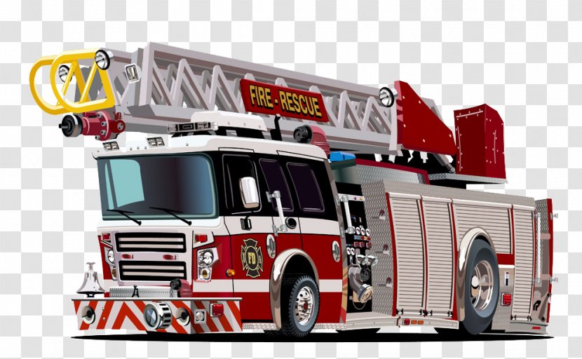 Cartoon Fire Engine Royalty-free - Hand-drawn Illustration Truck Transparent PNG