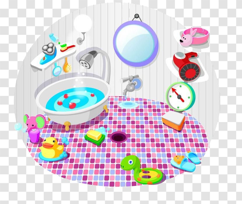 Bathroom Bathtub Cleaning Illustration - Room - Family Transparent PNG