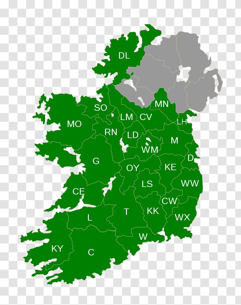Clip Art Counties Of Ireland Map Republic Image - Vector Transparent PNG