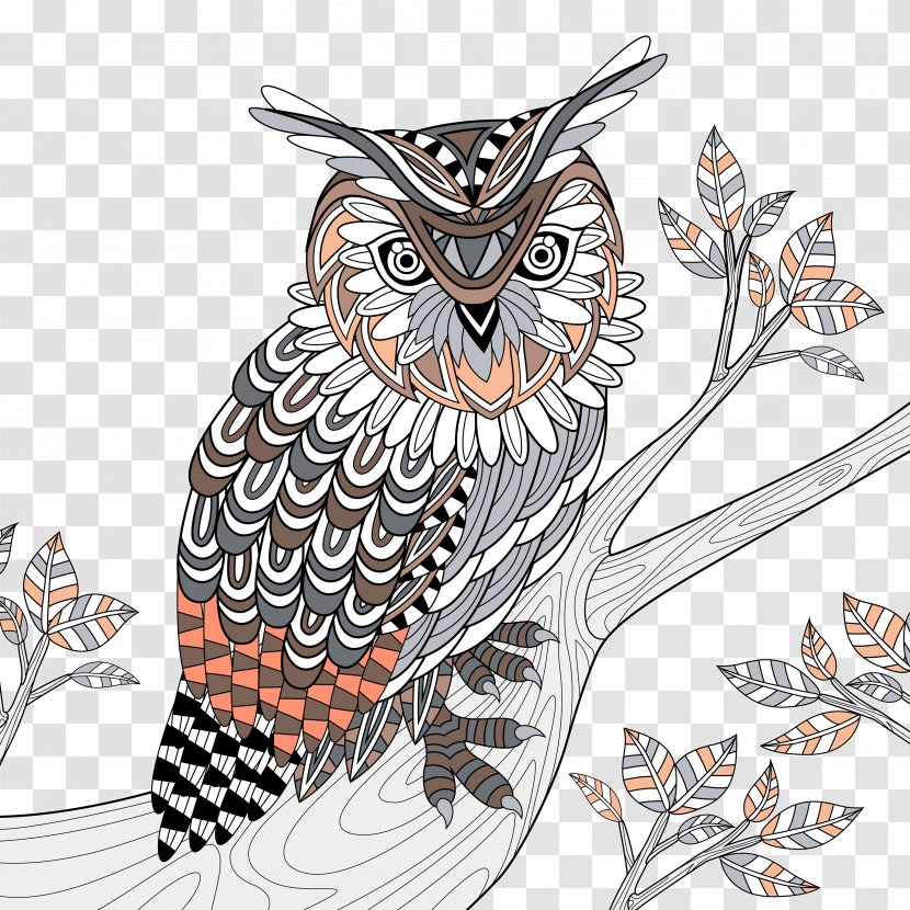 Owl Coloring Book Royalty-free Doodle Illustration - Photography - Department Of Forestry Hand-painted Transparent PNG