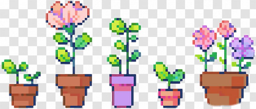 Floral Design Flowerpot Pixel Art - Pottery - Flower Transparent PNG