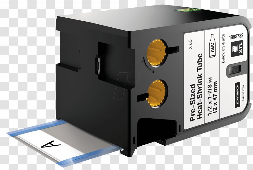 Heat Shrink Tubing Adhesive Tape Label Printer Office Supplies DYMO BVBA - Black Transparent PNG