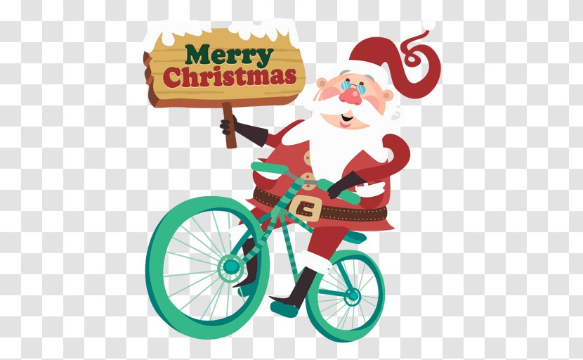 Santa Claus Christmas Bicycle - Cycling - Rides On The Elk Transparent PNG