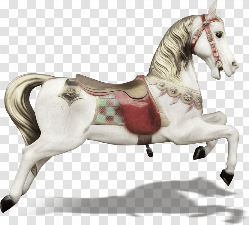 Mustang Stallion Mare Pony Carousel - Figurine - Galloping White Horse Clip Transparent PNG