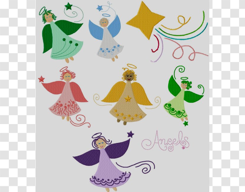 Embroidery Angel Clip Art - Whimsical Cliparts Transparent PNG