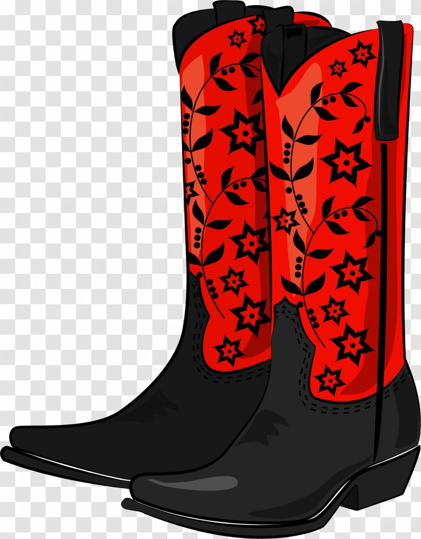 Cowboy Boot High-heeled Footwear Clip Art - Snow - Vector Hand-painted Boots Transparent PNG