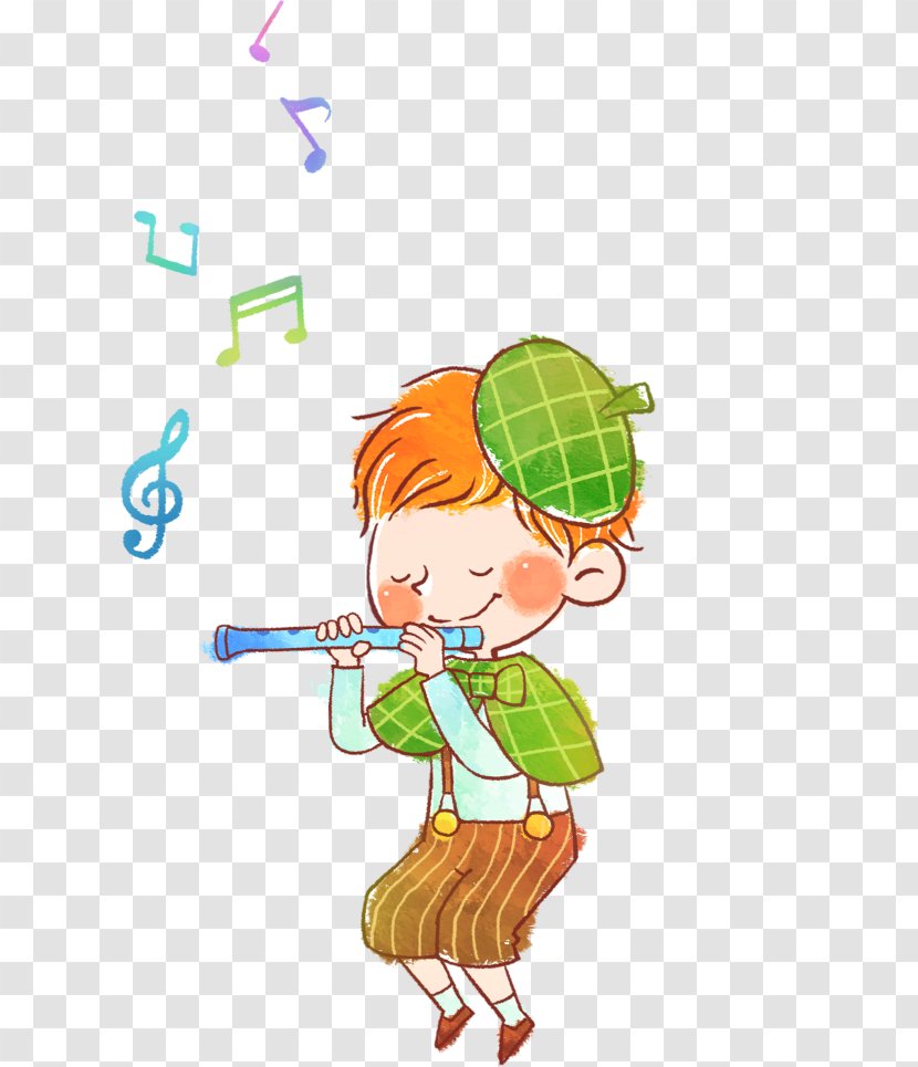 Flute Cartoon Illustration - Flower - Boy Transparent PNG