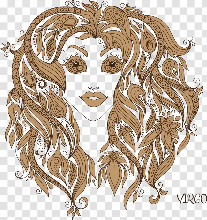 Virgo Zodiac Astrological Sign Illustration - Head Transparent PNG