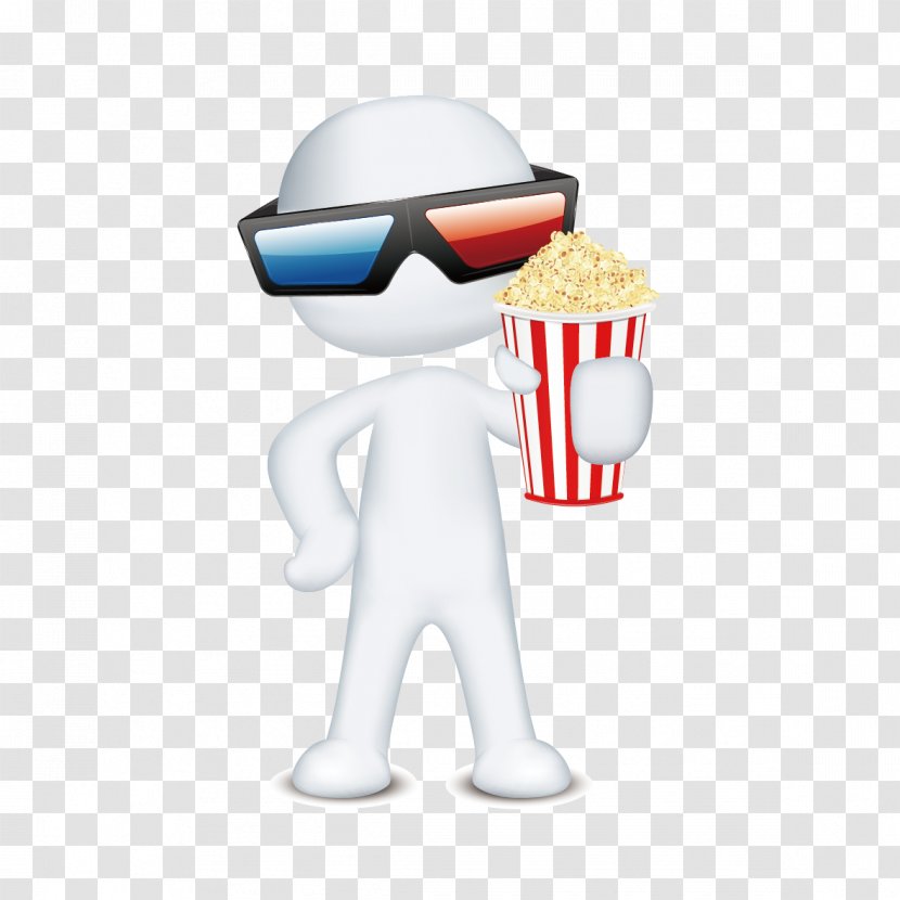 Cartoon Poster 3D Computer Graphics - Human Behavior - Take Popcorn Man Transparent PNG