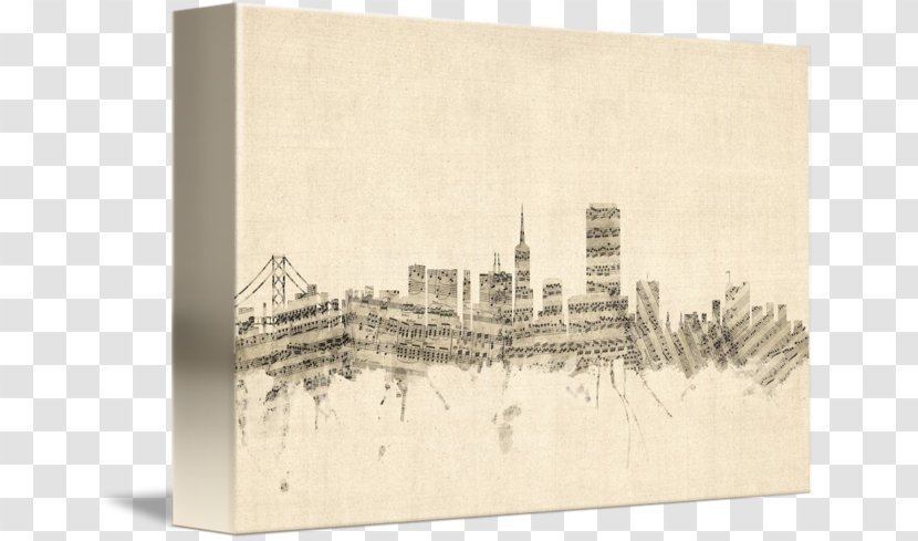 Canvas Print Drawing Gallery Wrap Art - Watercolor - San Francisco Skyline Transparent PNG