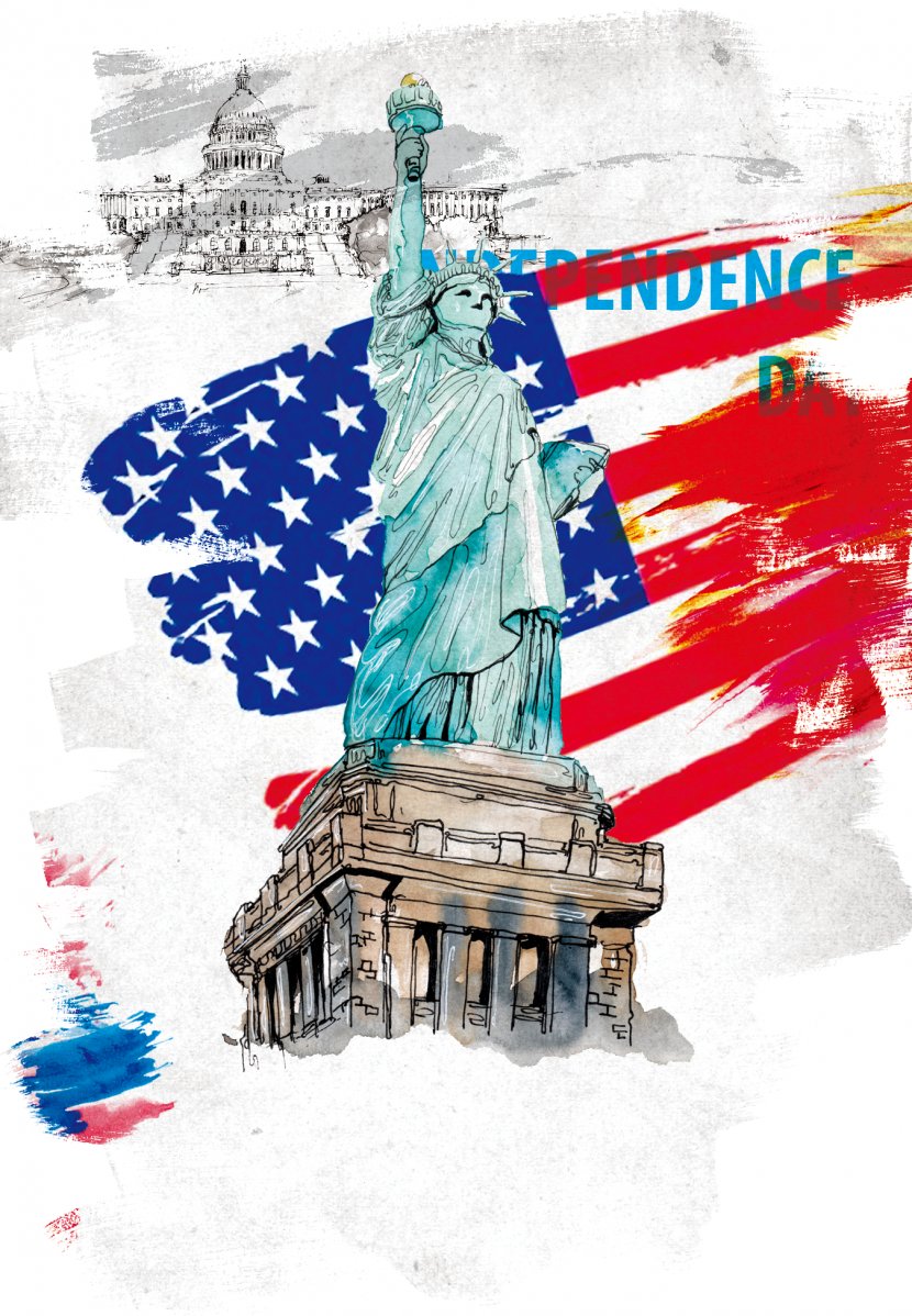 Flag Of The United States Declaration Independence Day - Poster - USA Statue Liberty Transparent PNG