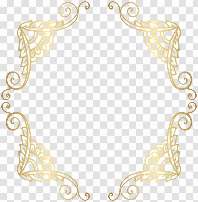 Gold Picture Frame Clip Art - Home Accessories - Golden Border Cliparts Transparent PNG