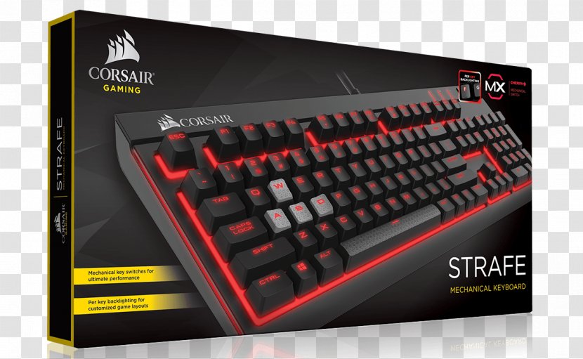 Computer Keyboard Corsair Gaming STRAFE RGB Mechanical - Cherry - MX Brown EUCherry Transparent PNG