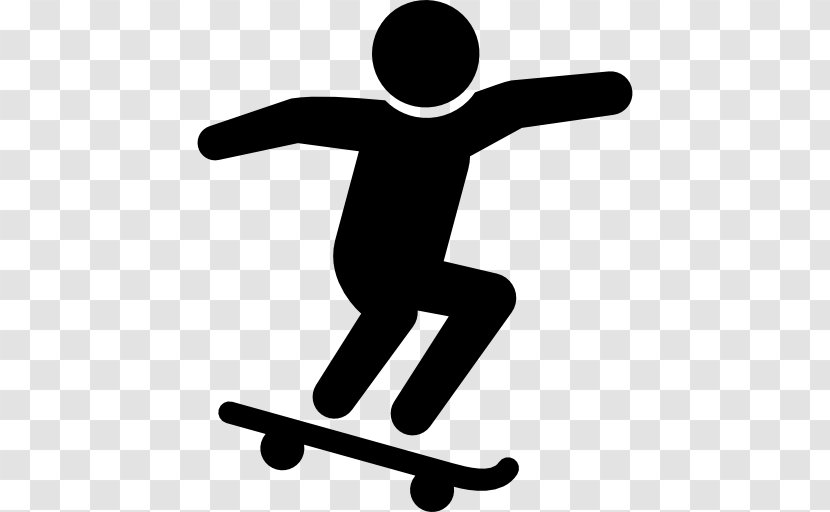 Skateboarding Roller Skating Ice Sport - Black And White - Skateboard Transparent PNG