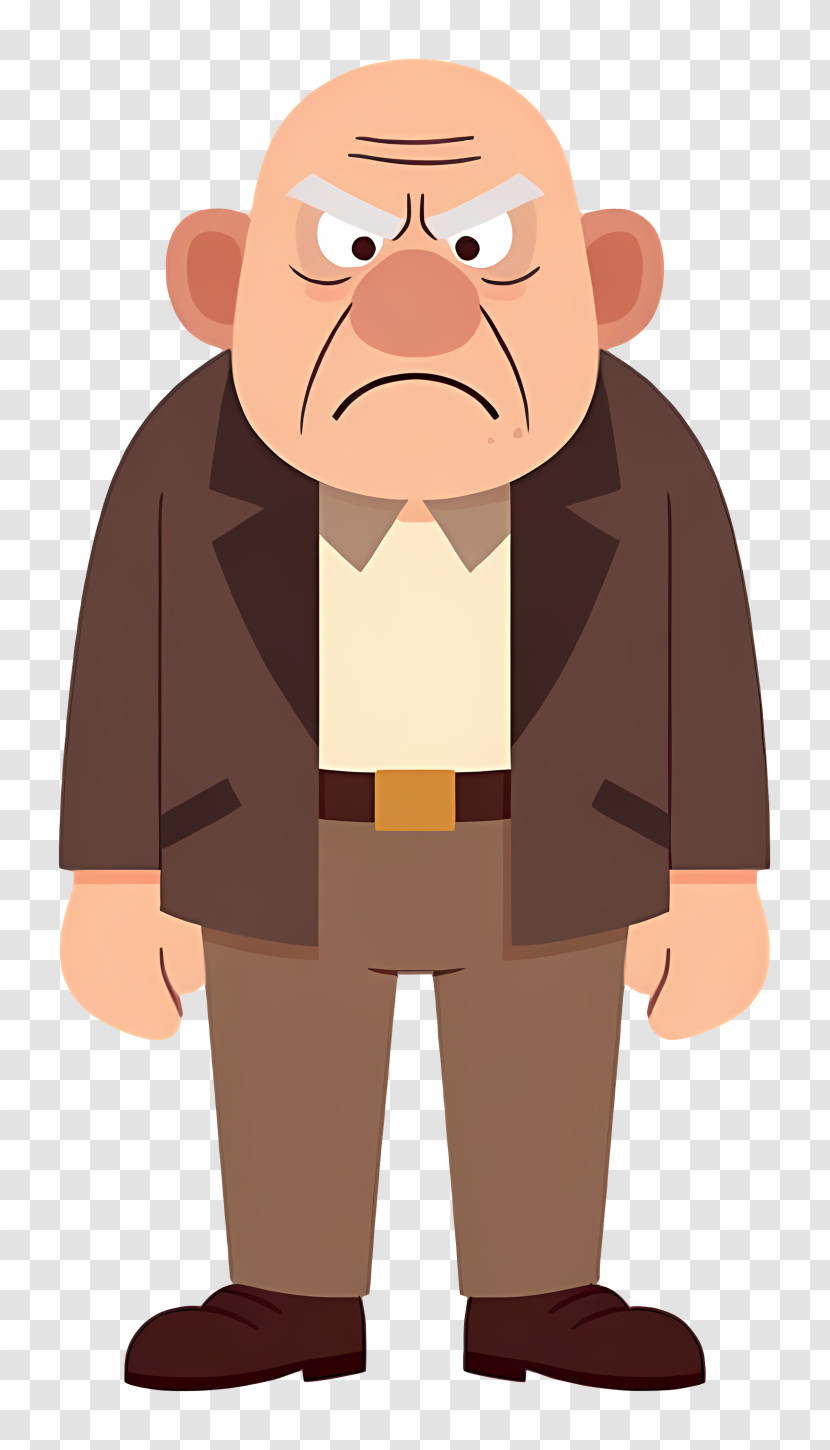 Grumpy Bald Man Cartoon Transparent PNG