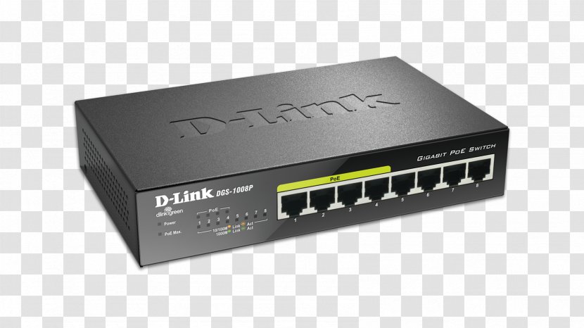 Wireless Access Points Power Over Ethernet Gigabit Network Switch - Dlink - Audio Receiver Transparent PNG