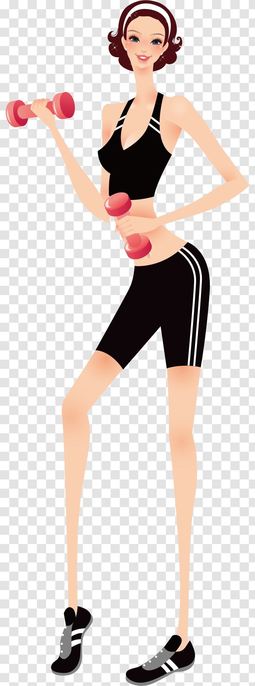Cartoon Illustration - Hold The Barbell Transparent PNG