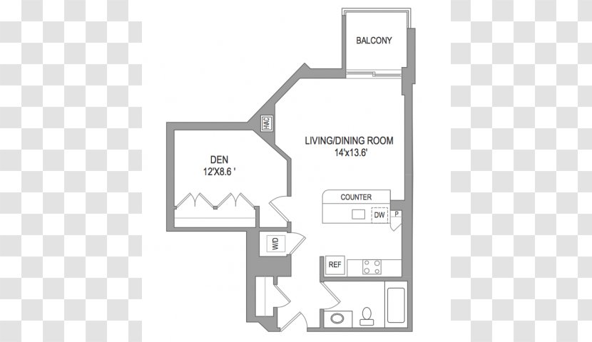 Virginia Square Plaza Studio Apartment Floor Plan Renting - Schematic - Bath Tab Transparent PNG