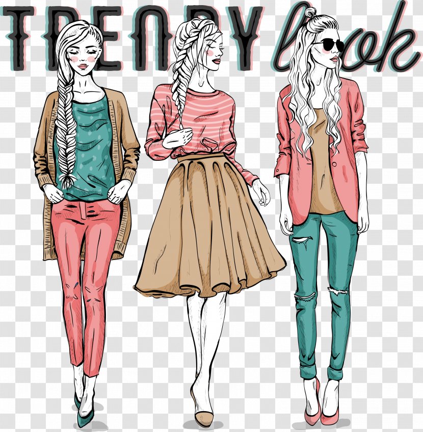 Fashion Model Illustration - Top - Hand Drawn Cartoon Characters Transparent PNG