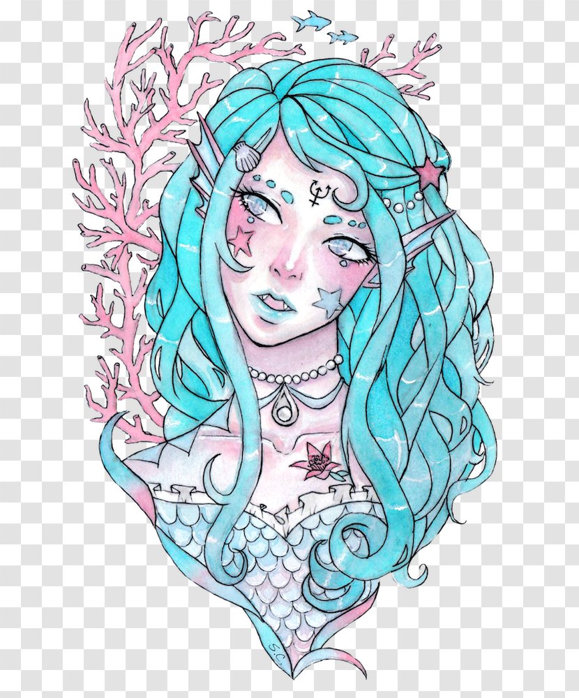 Watercolor Painting A Mermaid Drawing Art - Cartoon Transparent PNG