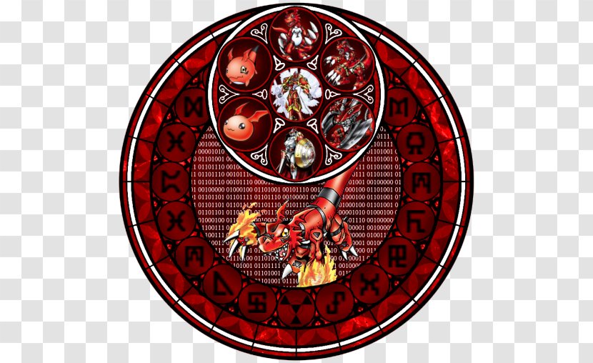 Guilmon Stained Glass Hazard Symbol Digimon - United States - Material Transparent PNG