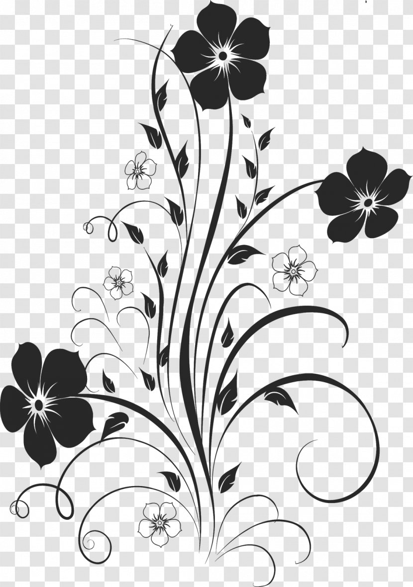 Floral Design Monochrome Painting Arabesque Ornament - Cut Flowers Transparent PNG