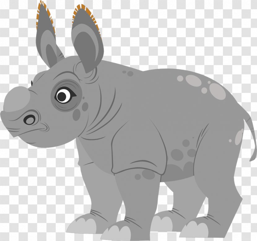 Cartoon Kids - Drawing - Wildlife Indian Rhinoceros Transparent PNG