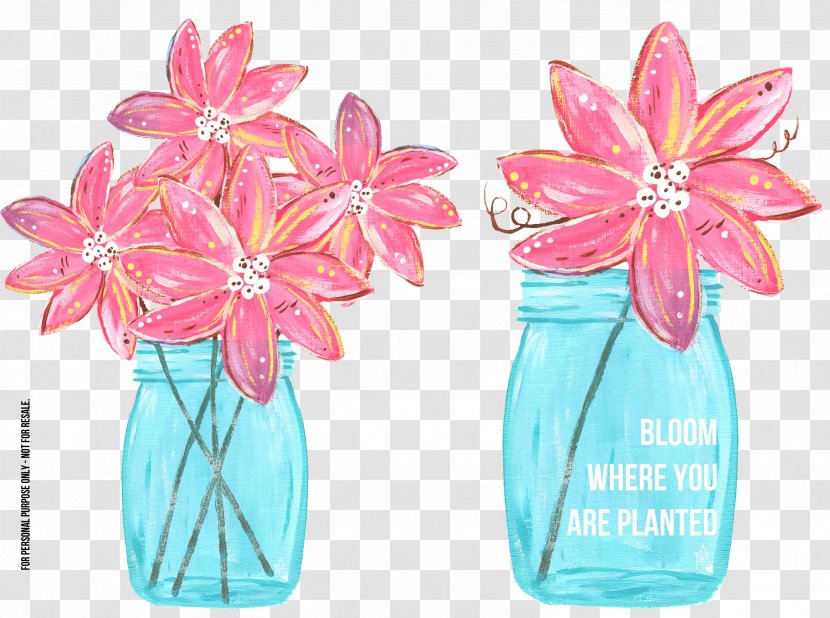 Mason Jar Flower Clip Art Transparent PNG